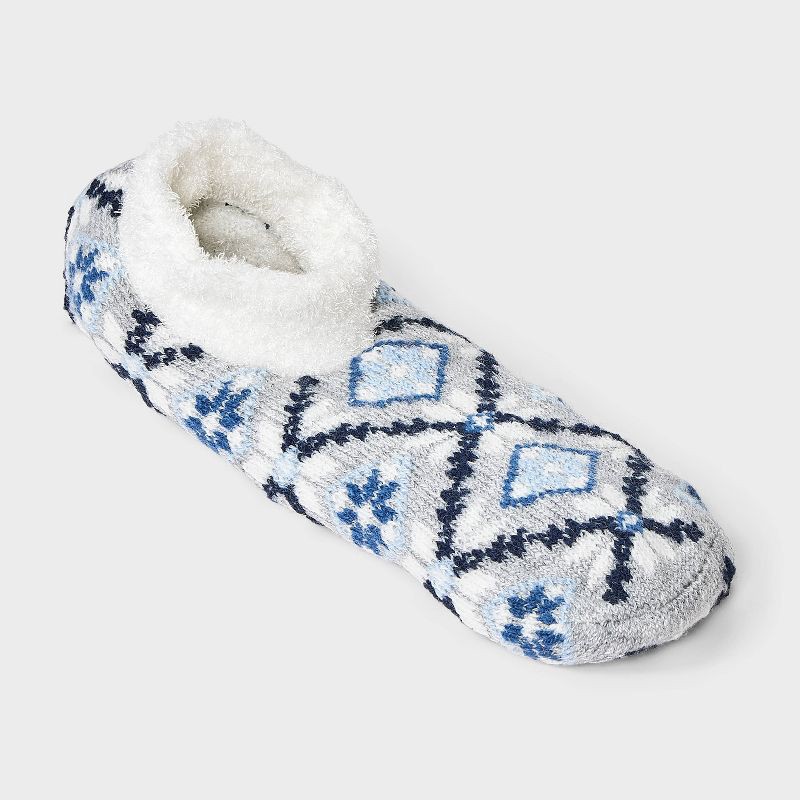 slide 1 of 4, Women's Stitched Snowflake Double Lined Cozy Booties with Grippers - Auden™ Heather Gray 4-10, 1 ct