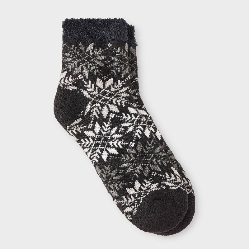 slide 1 of 3, Women's Snowflake Double Lined Cozy Ankle Socks - Auden™ Black 4-10, 1 ct