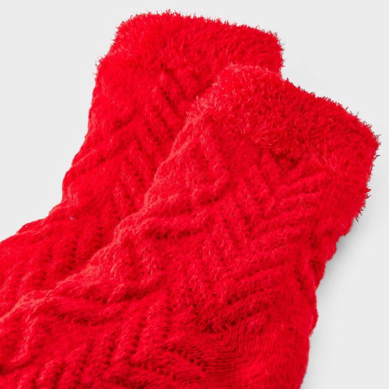 slide 3 of 3, Women's Super Soft Herringbone Textured Double Lined Cozy Ankle Socks - Auden™ Red 4-10, 1 ct