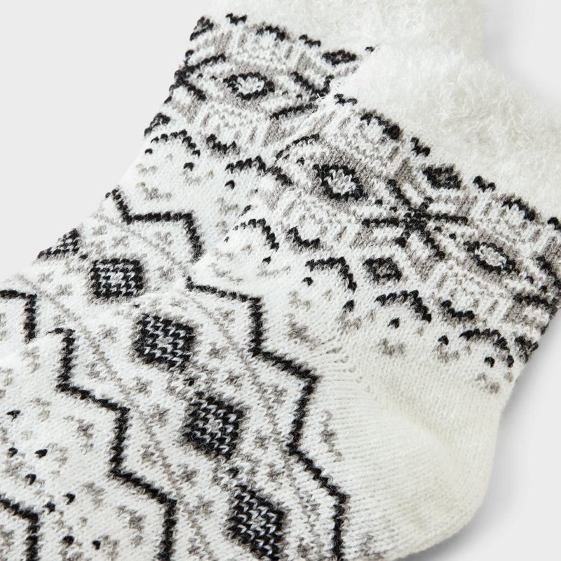 slide 3 of 3, Women's Snowflake Geo Double Lined Cozy Ankle Socks - Auden™ Ivory 4-10, 1 ct