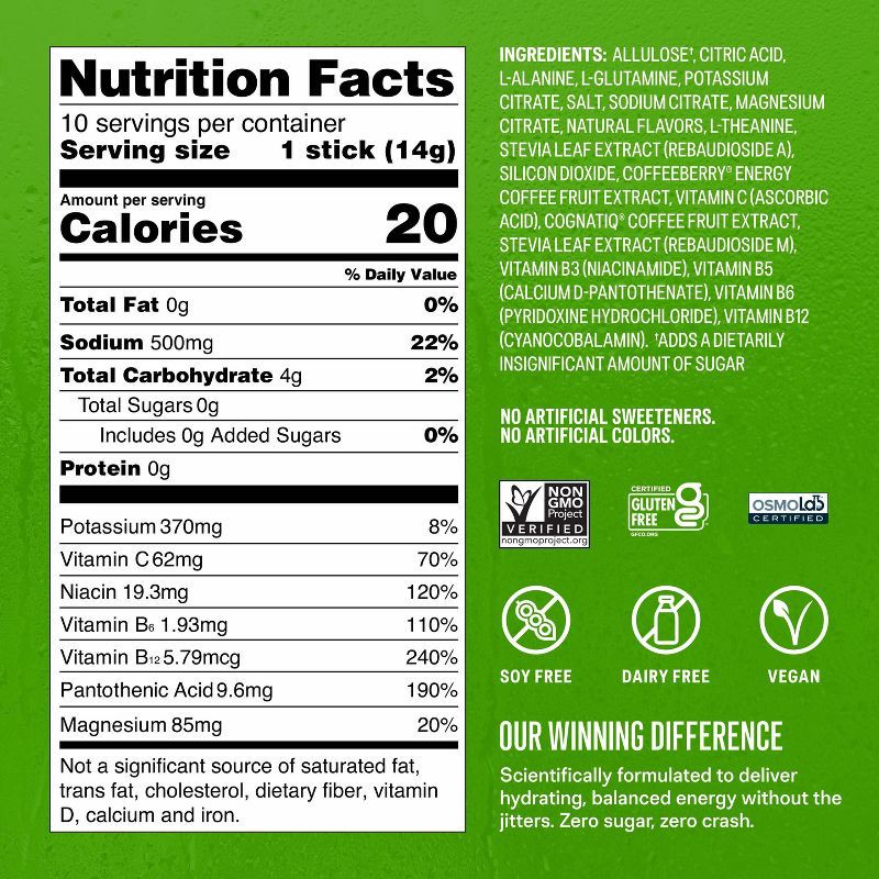 slide 5 of 6, Liquid I.V. Sugar-Free Energy Multiplier Vegan Powder Electrolyte Supplements - Strawberry Kiwi - 4.9oz/10ct, 4.9 oz, 10 ct