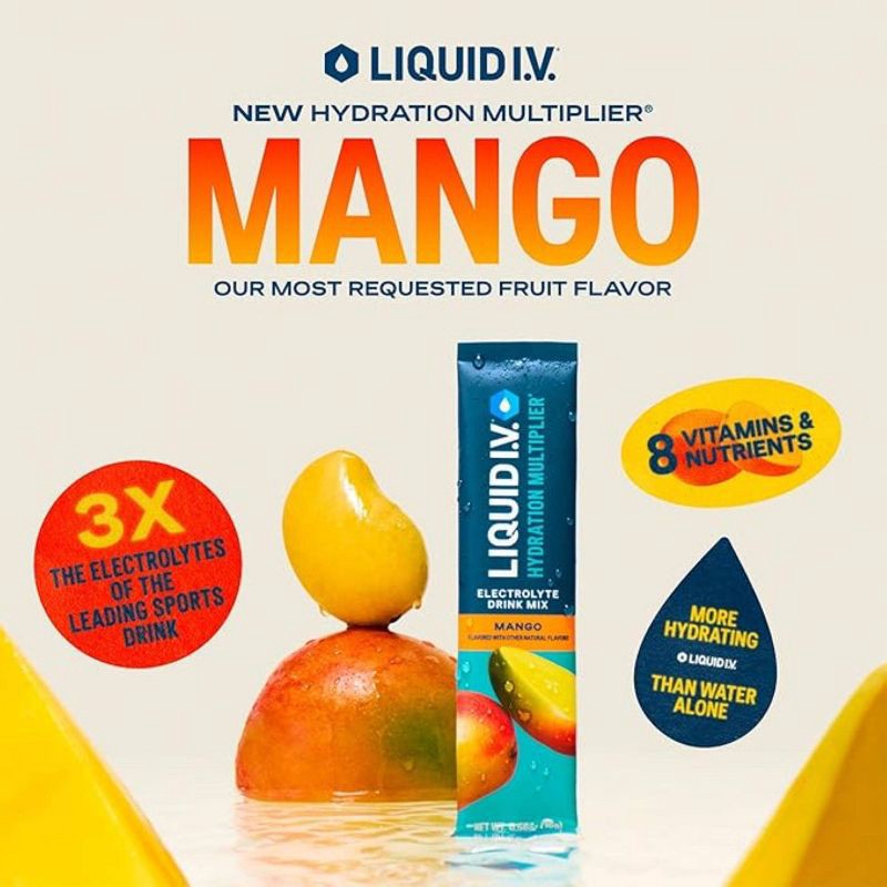slide 5 of 5, Liquid I.V. Hydration Multiplier Electrolyte Drink Mix Powder - Mango - 5.6oz/10ct, 5.6 oz, 10 ct