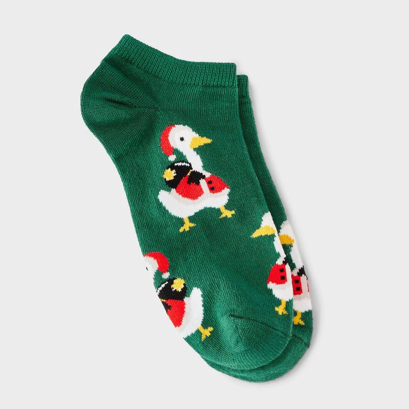 slide 1 of 3, Women's Santa Duck Christmas Low Cut Socks - Green 4-10, 1 ct