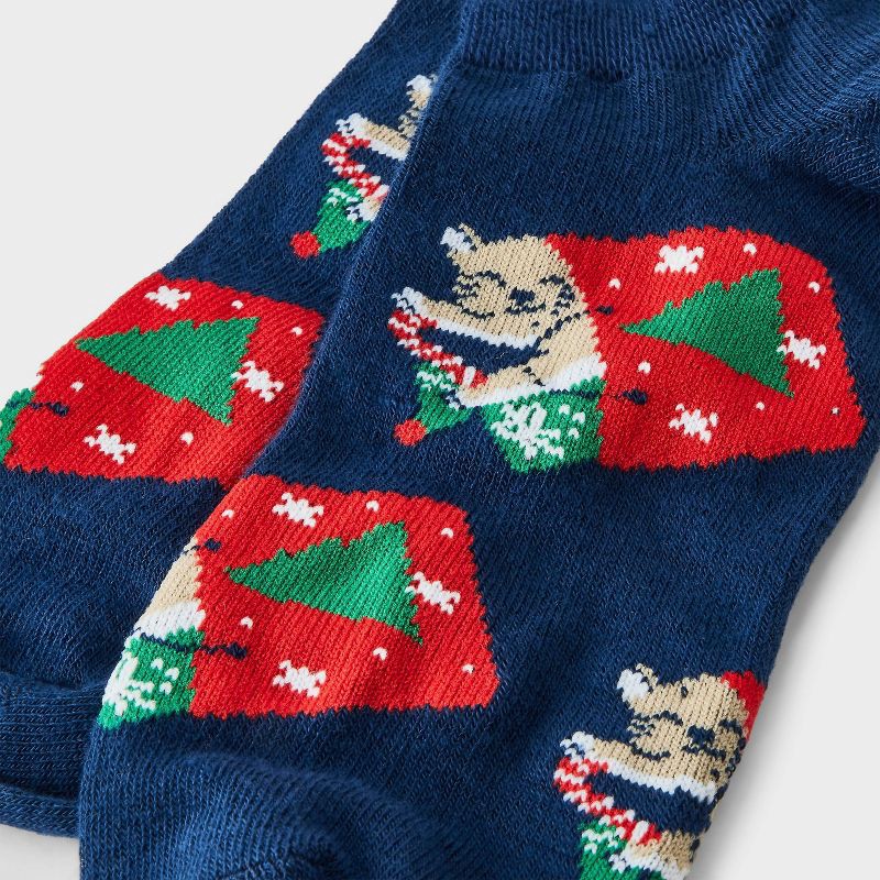 slide 3 of 3, Women's Holiday Cat Christmas Low Cut Socks - Navy 4-10, 1 ct