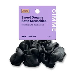 Gimme Beauty Sweet Dreams Satin Scrunchies for Thick Hair - Black - 4ct: Hair Elastic, Nylon, Spandex, Hair Styling.