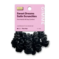 Gimme Beauty Sweet Dreams Satin Scrunchies for Fine Hair - Black - 6ct