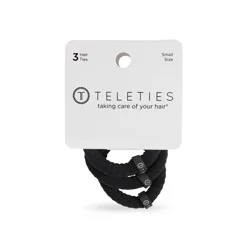 TELETIES Small Nylon Hair Ties – Jet Black - 3pk