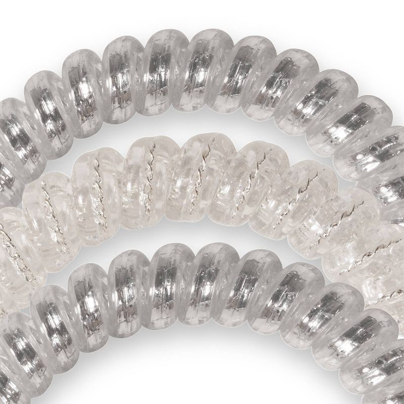slide 3 of 4, TELETIES Small Hair Ties – Silver Slay - 3pk, 3 ct