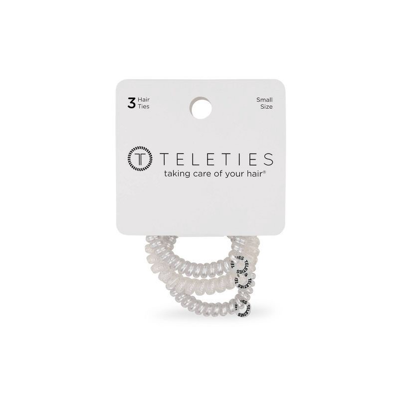 slide 1 of 4, TELETIES Small Hair Ties – Silver Slay - 3pk, 3 ct