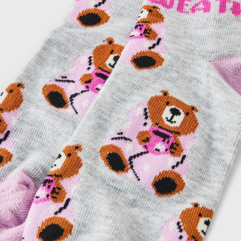 slide 3 of 3, Women's 'Blanket Weather' Bear Ankle Socks - Light Heather Gray/Purple 4-10, 1 ct