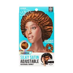 KISS Products Colors & Care Silky Satin Bonnet - Reversible Black Brown - XL - 2ct