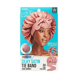 Kiss Colors & Care KISS Products Colors & Care Silky Satin Bonnet with Tie Band Edge - Dust Pink - XL - 2ct