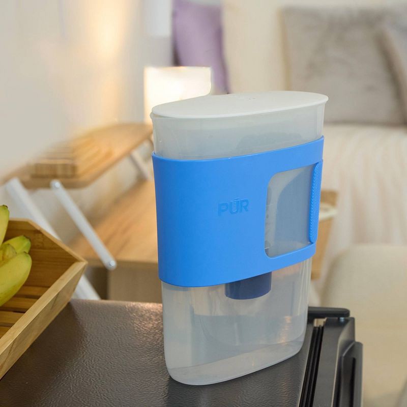 slide 2 of 10, PUR Water Filter 8 Cup Slim Design Compact Water Pitcher Dispenser with 1 Fast Water Filter Blue, 1 ct