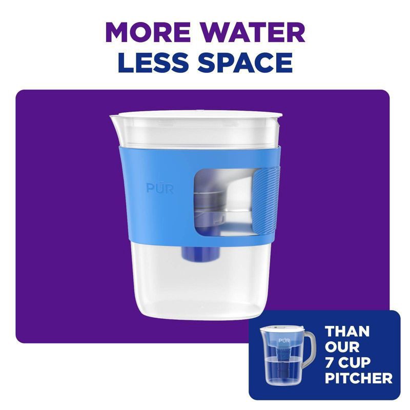 slide 6 of 10, PUR Water Filter 8 Cup Slim Design Compact Water Pitcher Dispenser with 1 Fast Water Filter Blue, 1 ct