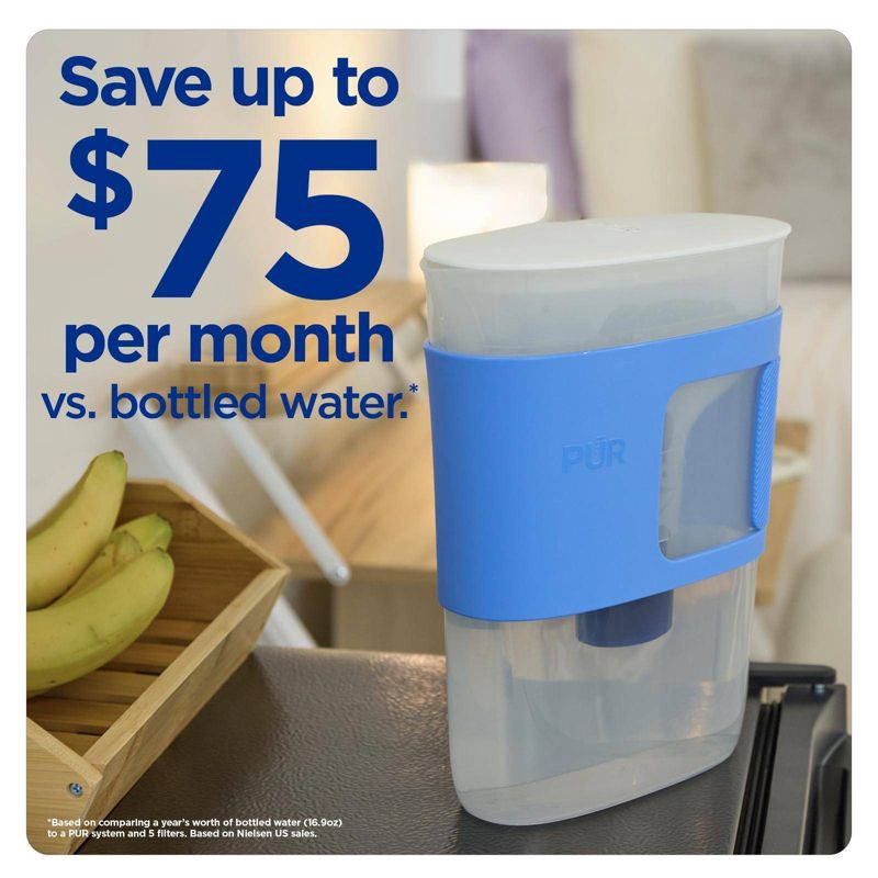 slide 9 of 10, PUR Water Filter 8 Cup Slim Design Compact Water Pitcher Dispenser with 1 Fast Water Filter Blue, 1 ct