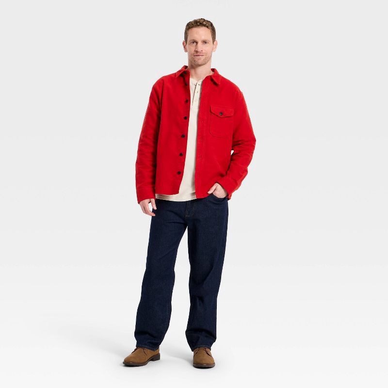 slide 3 of 3, Men's Holiday Shirt - Goodfellow & Co™ Red M, 1 ct