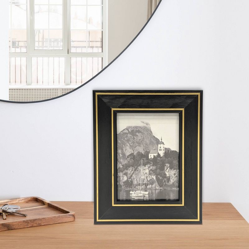 slide 5 of 5, Harbortown 5"x7" Two Tone Border Table Picture Frame Brown, 1 ct