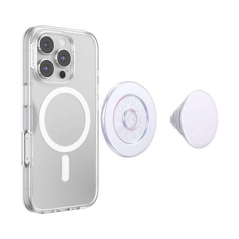 slide 3 of 5, PopSockets Magnetic Phone Grip with MagSafe Magnetic Adapter Ring Included - Iridescent White, 1 ct