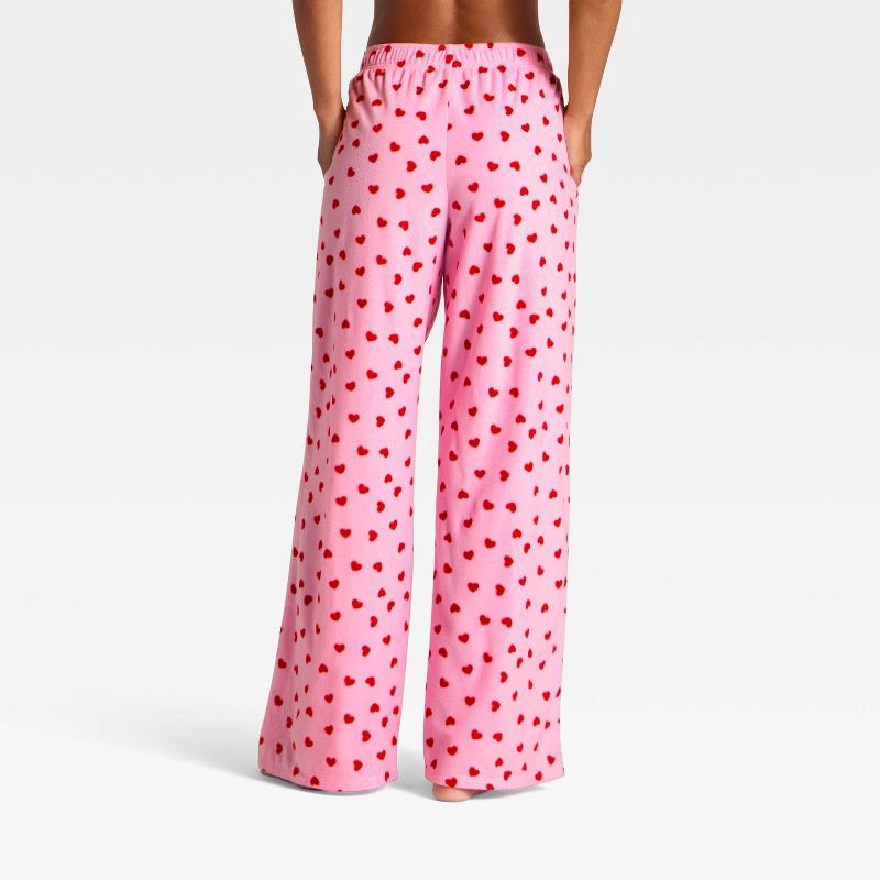 slide 2 of 3, Women's Microfleece Pajama Pants - Wild Fable™ Pink Hearts XS, 1 ct