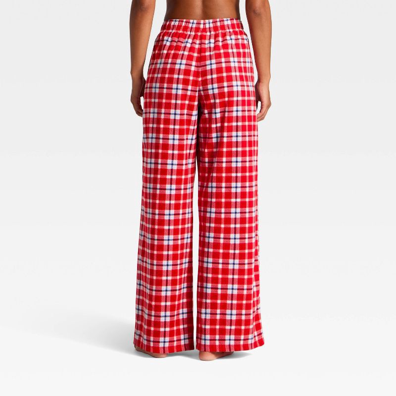 slide 2 of 3, Women's Microfleece Pajama Pants - Wild Fable™ Red Plaid XS, 1 ct