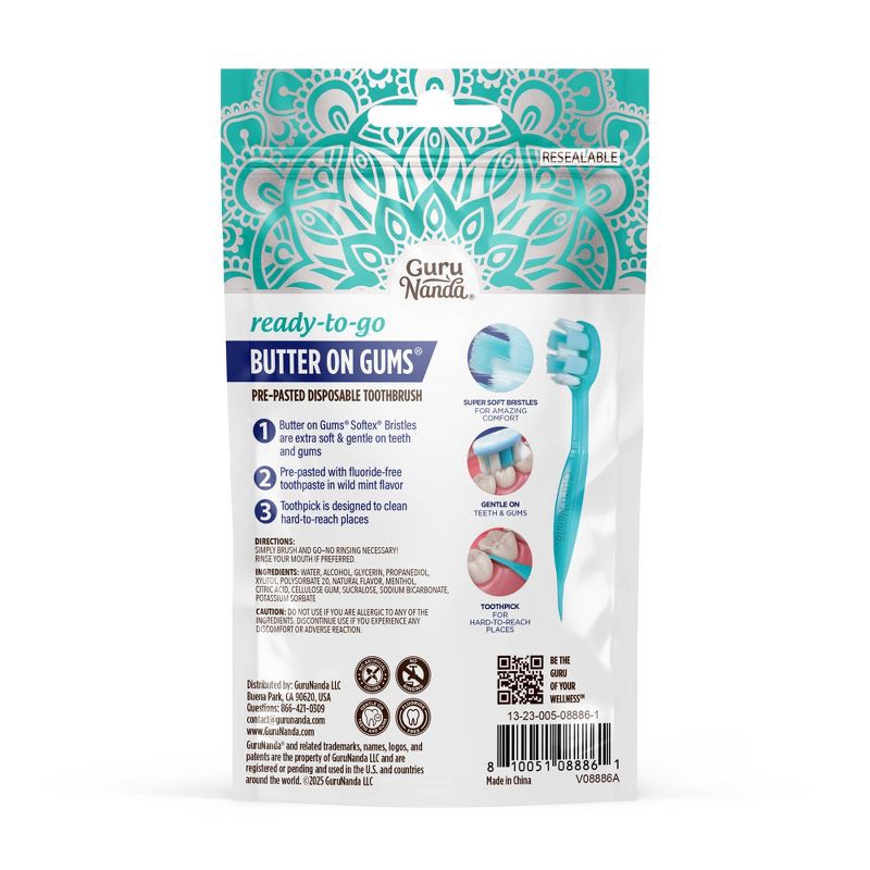 slide 2 of 8, GuruNanda Butter on Gums Pre-Pasted Toothbrushes - 5ct, 5 ct