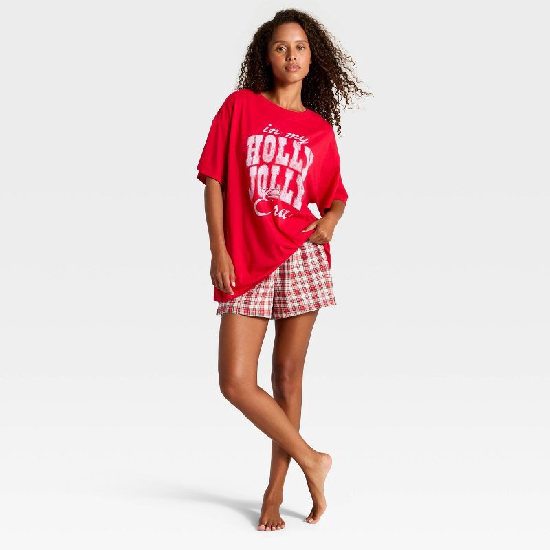 slide 3 of 3, Women's Graphic Oversized T-Shirt Sleep Dress - Wild Fable™ Red M, 1 ct