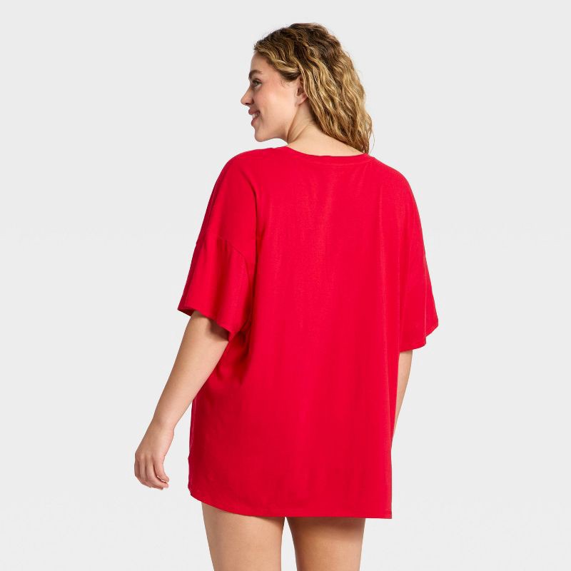 slide 2 of 3, Women's Graphic Oversized T-Shirt Sleep Dress - Wild Fable™ Red XXL, 1 ct