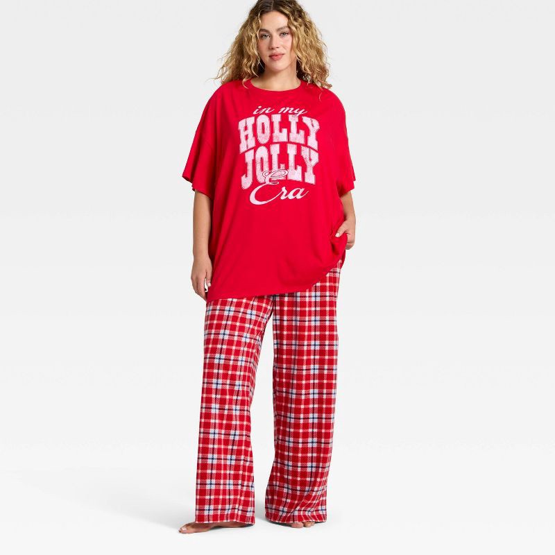 slide 3 of 3, Women's Graphic Oversized T-Shirt Sleep Dress - Wild Fable™ Red XXL, 1 ct