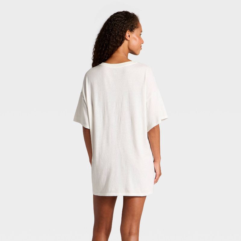 slide 2 of 3, Women's Graphic Oversized T-Shirt Sleep Dress - Wild Fable™ Cream S, 1 ct