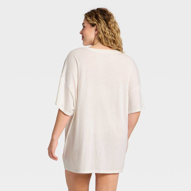 slide 2 of 3, Women's Graphic Oversized T-Shirt Sleep Dress - Wild Fable™ Cream XXL, 1 ct