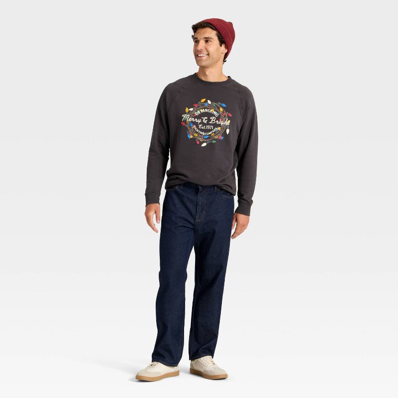 slide 3 of 3, Men's Vintage French Terry Merry & Bright Sweatshirt - Goodfellow & Co™ Black XXL, 1 ct