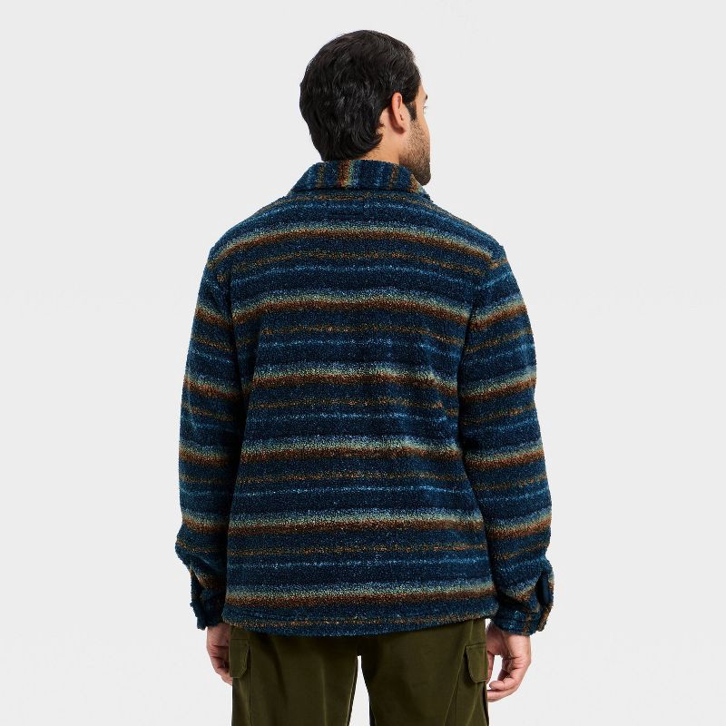 slide 2 of 3, Men's Vintage High Pile Full Button Jacket - Goodfellow & Co™ Dark Blue Striped XL, 1 ct