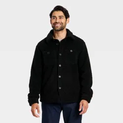 Men's Vintage High Pile Full Button Jacket - Goodfellow & Co™ Black XL