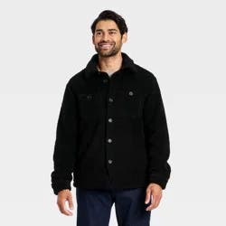 Men's Vintage High Pile Full Button Jacket - Goodfellow & Co™ Black XL