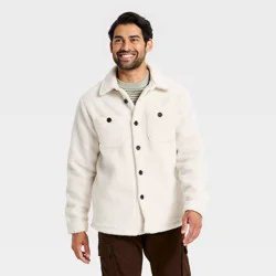 Men's Vintage High Pile Full Button Jacket - Goodfellow & Co™ Ivory L