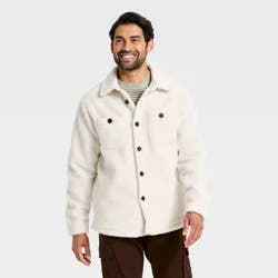 Men's Vintage High Pile Full Button Jacket - Goodfellow & Co™ Ivory XL