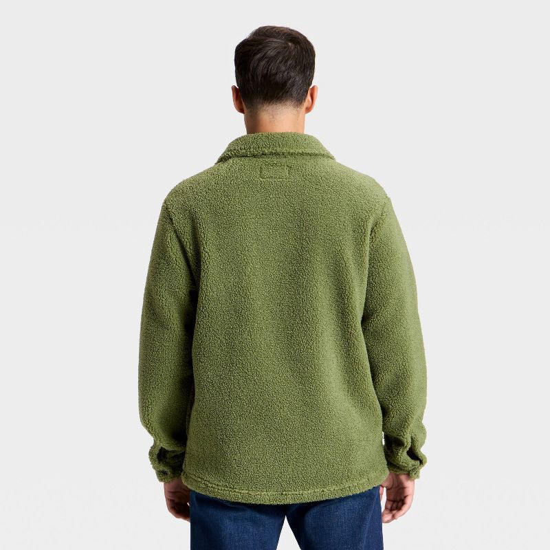 slide 2 of 3, Men's Vintage High Pile Full Button Jacket - Goodfellow & Co™ Olive Green XL, 1 ct