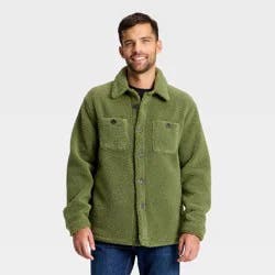 Men's Vintage High Pile Full Button Jacket - Goodfellow & Co™ Olive Green XL