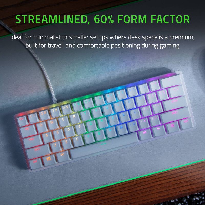 slide 2 of 6, Razer Huntsman Mini Mercury 60% with Clicky-Purple Switch, 1 ct