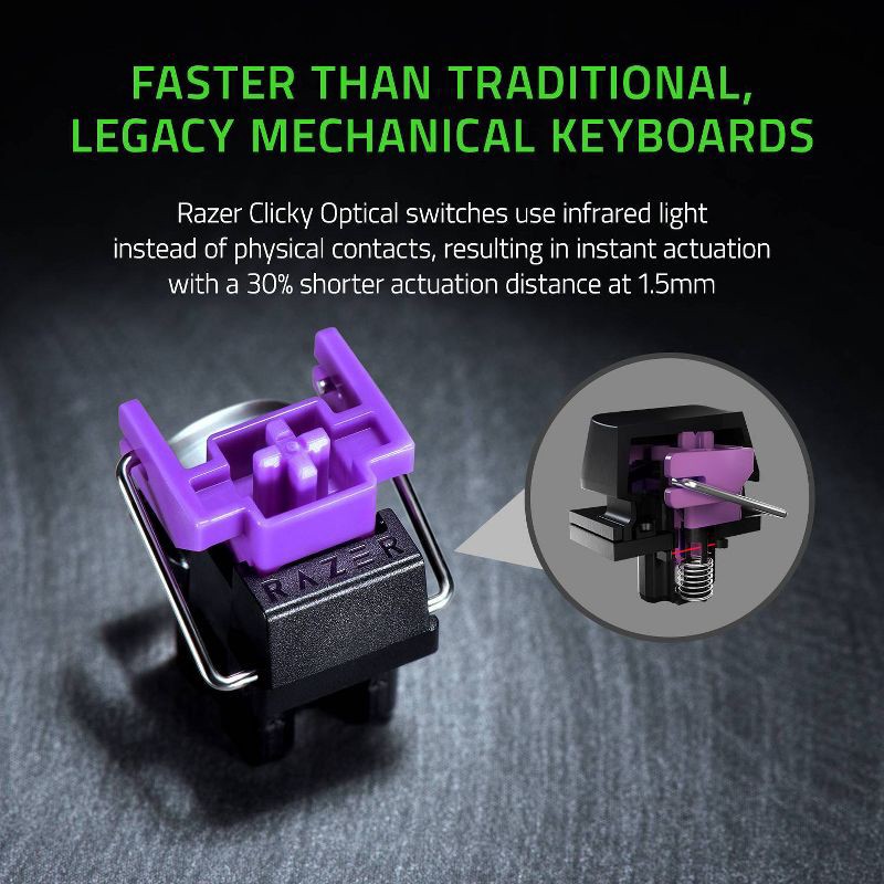 slide 6 of 6, Razer Huntsman Mini Mercury 60% with Clicky-Purple Switch, 1 ct