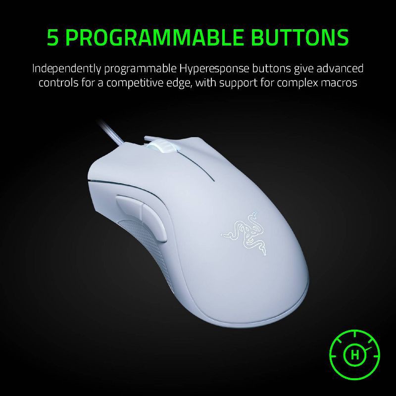 slide 4 of 5, Razer DeathAdder Essential White Edition Ergonomic Wired Gaming Mouse, 1 ct