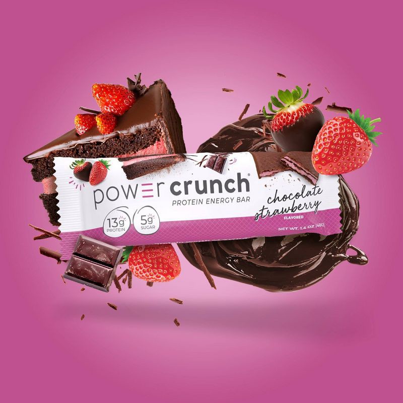 slide 3 of 6, Power Crunch Energy Chocolate Strawberry Protein Bar - 5ct, 5 ct
