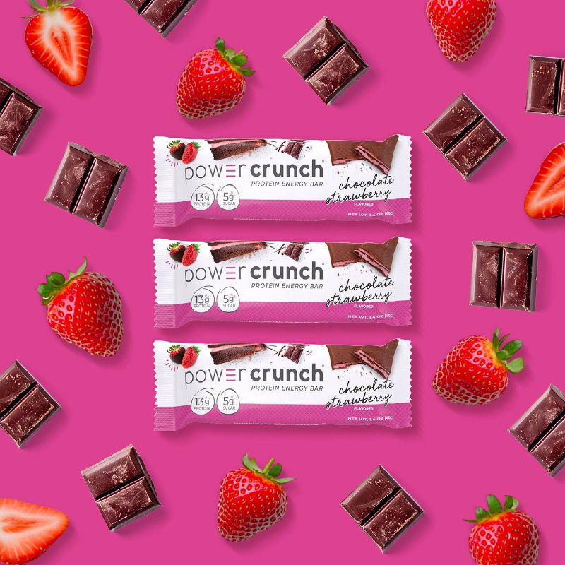 slide 5 of 6, Power Crunch Energy Chocolate Strawberry Protein Bar - 5ct, 5 ct