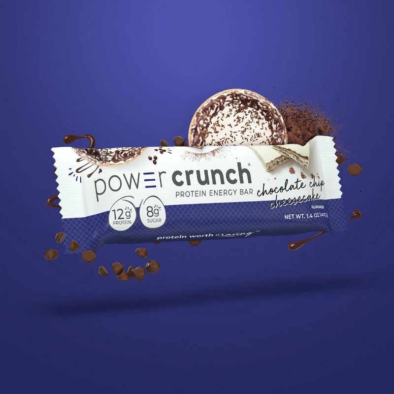 slide 3 of 6, Power Crunch Energy Chocolate Chip Cheesecake Protein Bar - 5ct, 5 ct