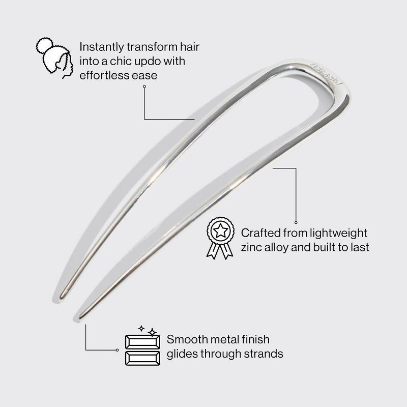 slide 2 of 5, Kitsch Metal French Hair Pin - Silver, 1 ct