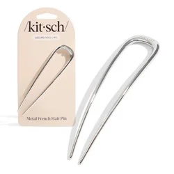 Kitsch Metal French Hair Pin - Silver: For Hair Styling, All Hair Types, Contains 1 Piece