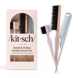Kitsch Define & Detail Styling Brush Set: Hair Styling, All Hair Types, Nylon Bristle, 65% Recycled Material