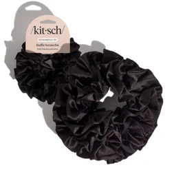 Kitsch Ruffled Scrunchie - Black: Hair Styling, Securing Hair, All Hair Types, Recycled Polyester