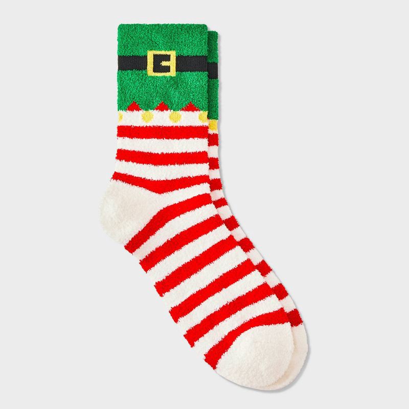 slide 1 of 3, Women's Elf Christmas Cozy Crew Socks - Wondershop™ Green/Red/White 4-10, 1 ct
