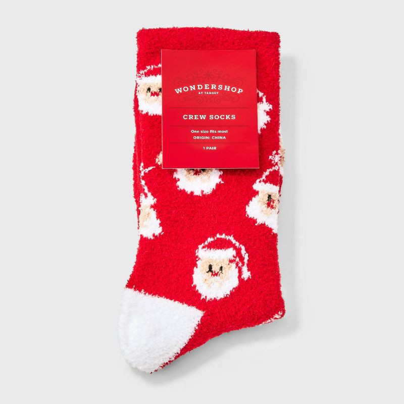 slide 2 of 3, Women's Santa Christmas Cozy Crew Socks - Wondershop™ Red 4-10, 1 ct